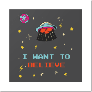 I Want To Believe UFO Doodle Posters and Art